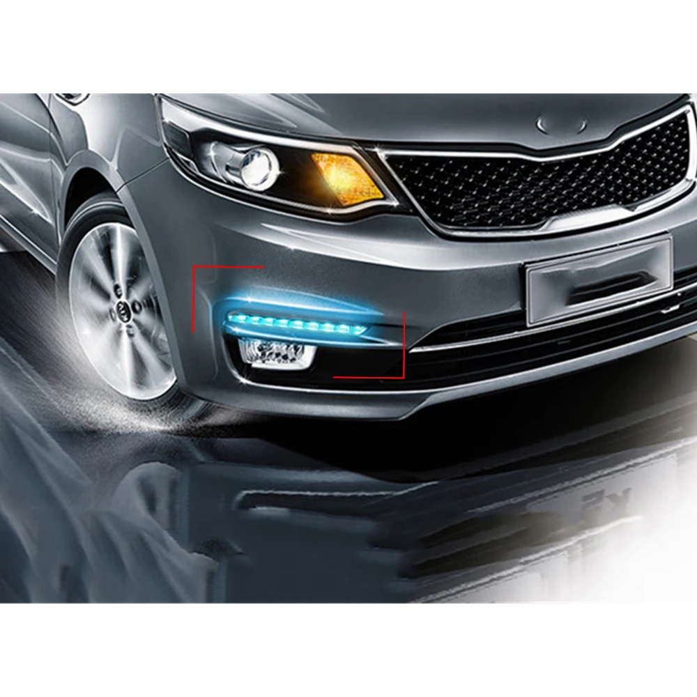 Автомобильный мигающий 2 шт. для KIA RIO K2 2015 2016 светодиодный DRL дневные ходовые огни