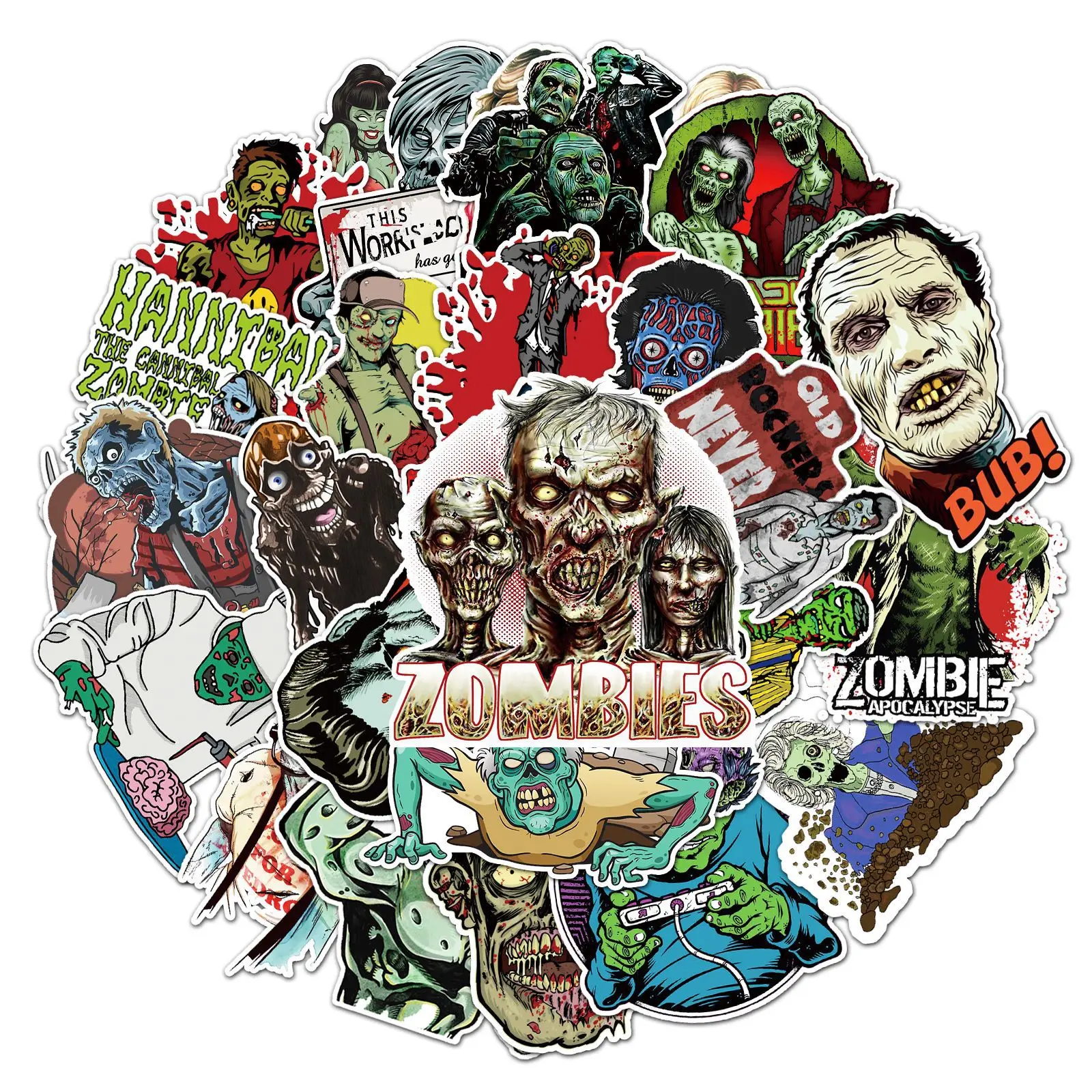 

10/30/50pcs Zombie Graffiti Stickers Waterproof Motorcycle Phone Luggage Trolley Laptop Computer Stickers Toy Gift