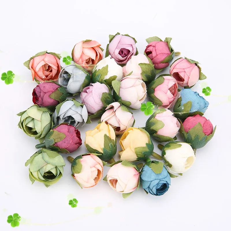 

10pcs / Lot New 2cm Rose Flower Artificial Silk Fake Flower Head Wedding Bride Christmas Wreath Home Decoration DIY Headwear