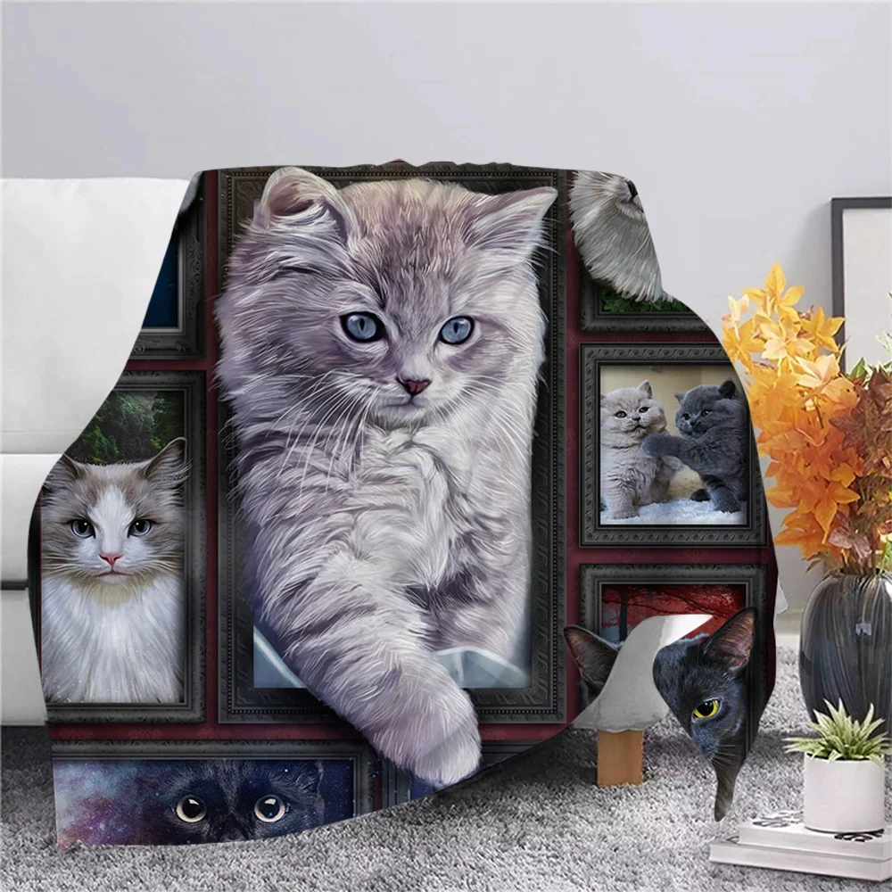 

Mode Decke Tier Lustige Katze Gedruckt Niedlichen Katze Flanell Decke für Bett Hause Dekoration Sofa Reise Wirft Decke