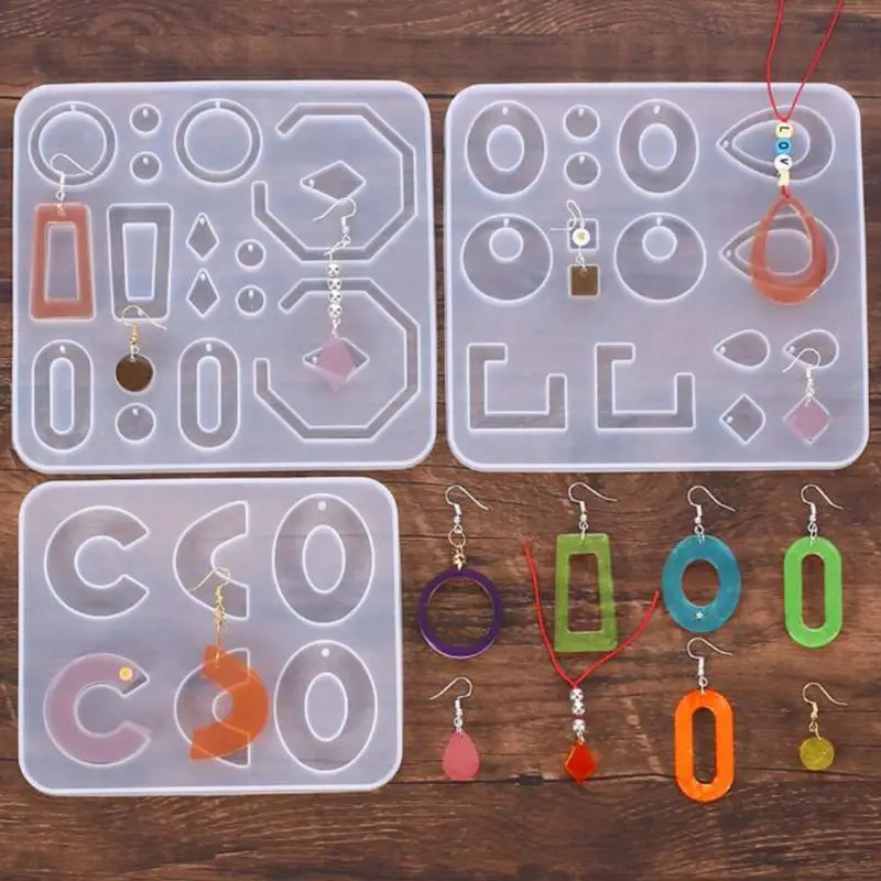 

1Set Crystal Epoxy Resin Mold Geometric Irregular Earrings Pendant Casting Mould