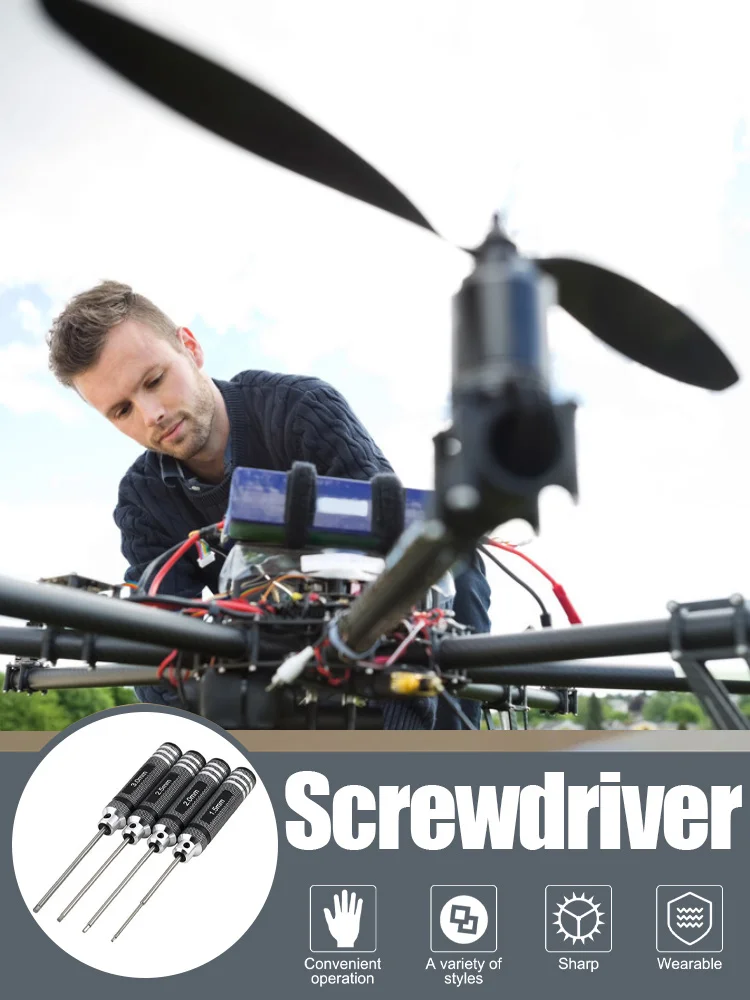 

4 PCS Hex Screw Driver 1.5/2.0/2.5/3.0mm Hexagon Screwdriver Wrench Tool Kit for RC Car Helicopter Quadcopter Plane set