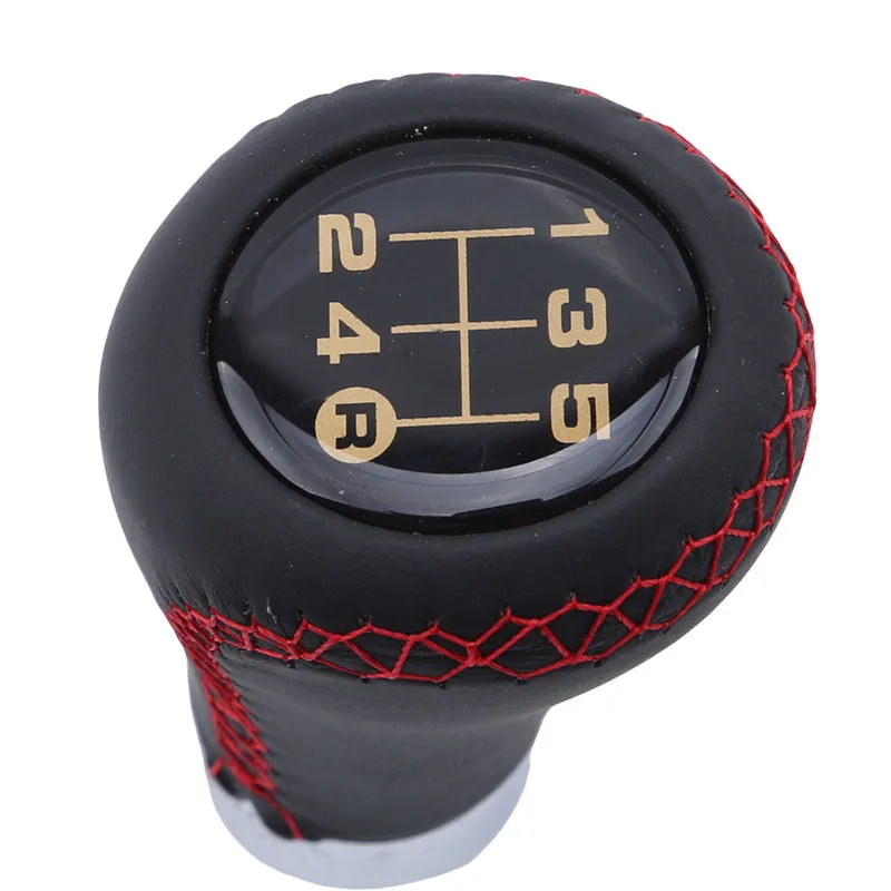 

1set Manual Car Gear Shifter Shifter Lever Cover 5 Speed Black & Red Line Leather Aluminum Manual Car Shift Knob Shifter