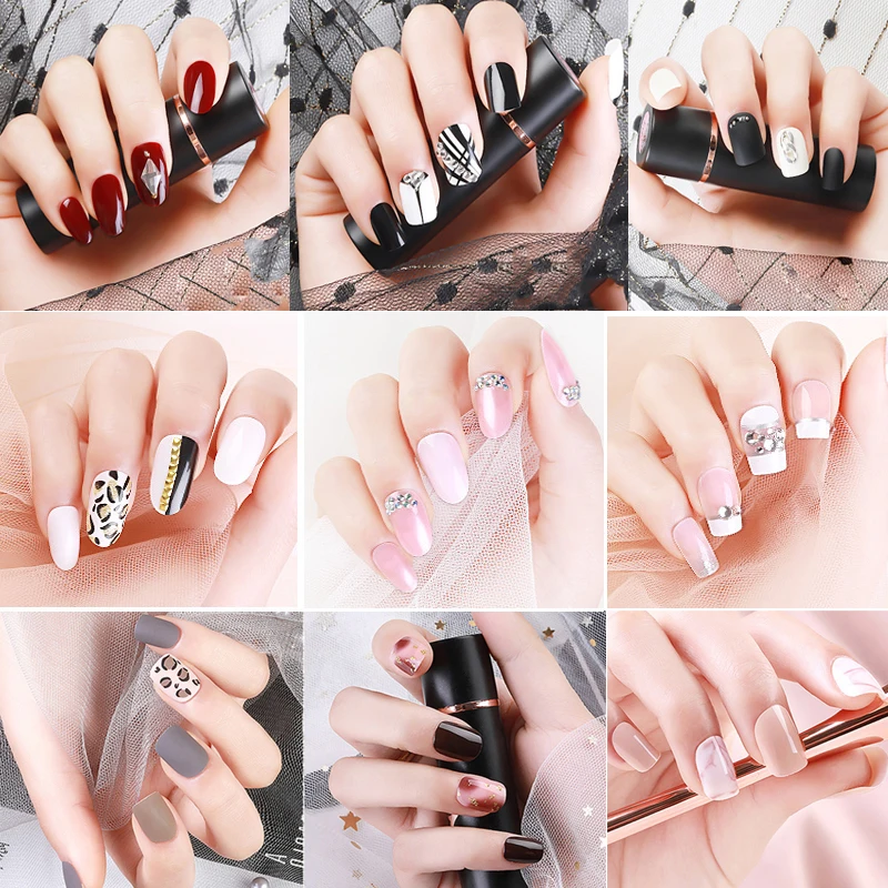 

Fake Nails Tips Set Press On Nails With Design for Artificial Decorate Short Long Coffin False Nails Extension Tips Sticker Kit