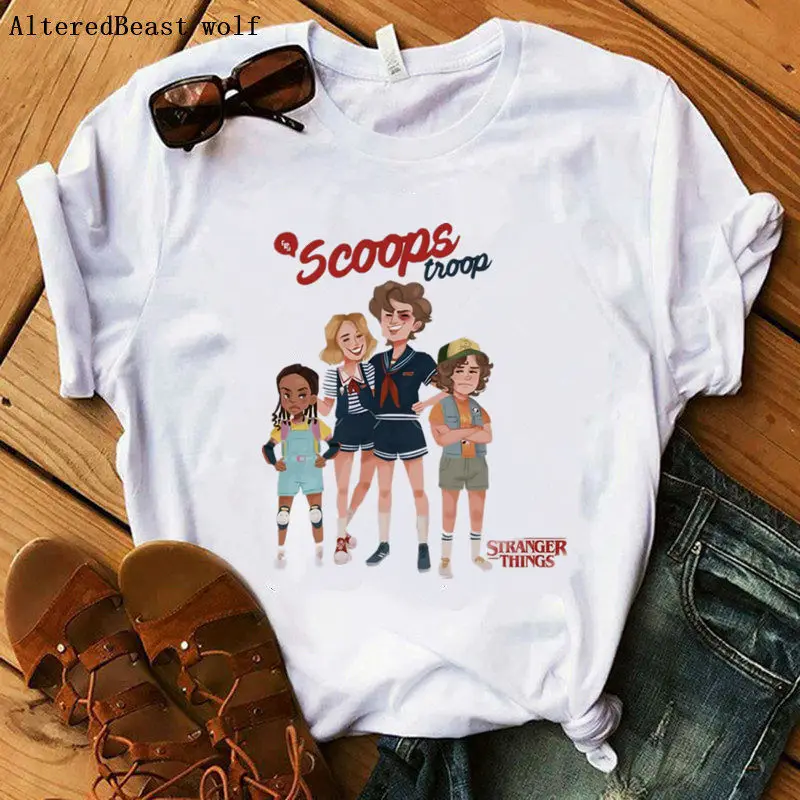 

Stranger Things 3 women print t shirt eleven cartoon cute Comics Spoof T Shirt women clothing casual short sleeve vogue t-shirt
