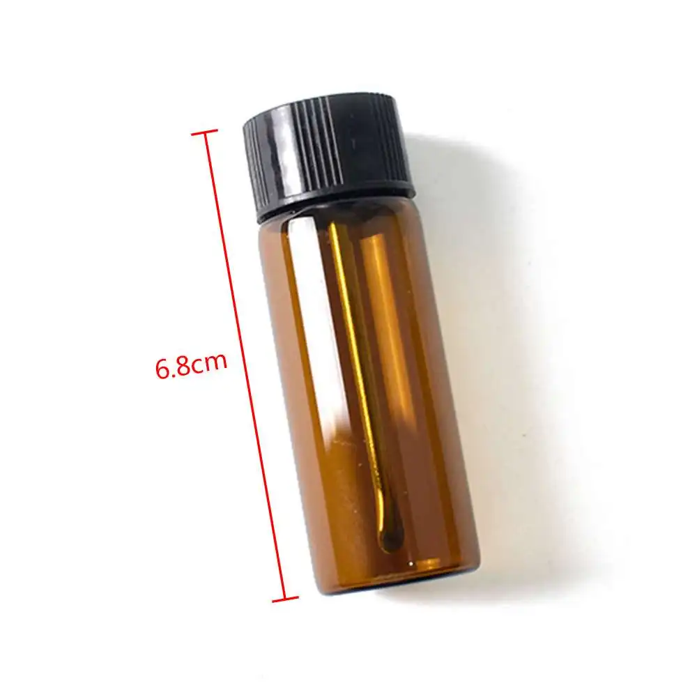 

4pcs Portable Small Glass Bottles with Snuff Spoons Set for Spice Powder Oils