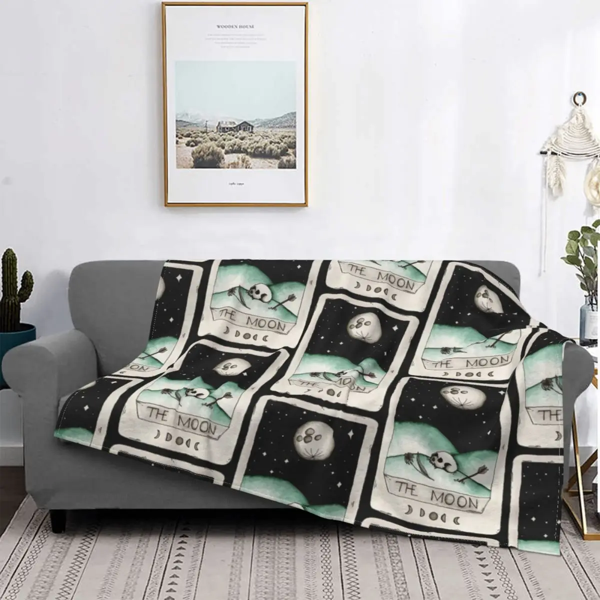 

Одеяло с Таро-картой The Moon, бархатный текстиль, портативный супер теплый плед для постельного белья, автомобильное одеяло