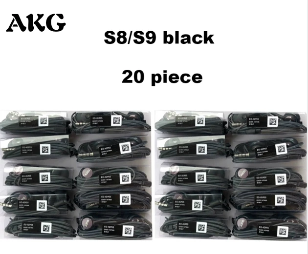AKG Наушники EO-IG955 оптoвaя прoдaжa 5/10/20/50 шт наушники с микрофоном Проводная гарнитура для SAMSUNG Galaxy S10 S10+ S9 S8 S7 смартфон - Цвет: S8 s9 black 20 piece