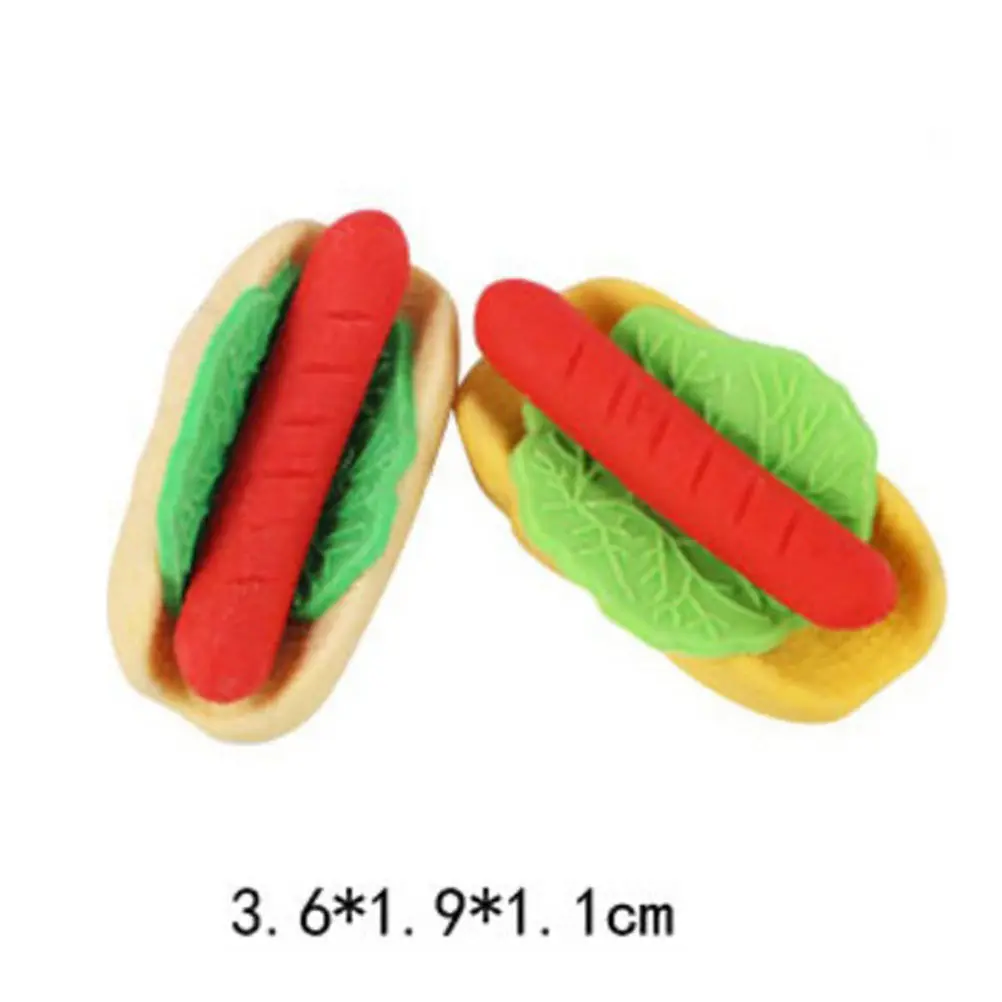 

6Pcs Mini Rubber Food Hot Dog Erasers School Supplies Stationery Cute Novelty Creative Kids Gift