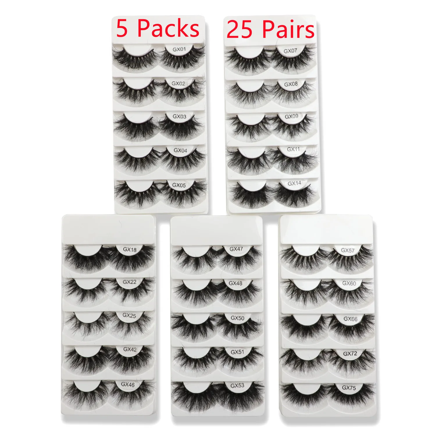 

TDANCE 5Packs 25Pairs 20mm-22mm Fluffy Mink Lashes Wholesale Natural Long Strip Eyelashes Handmade Makeup Messy Reusable Eyelash