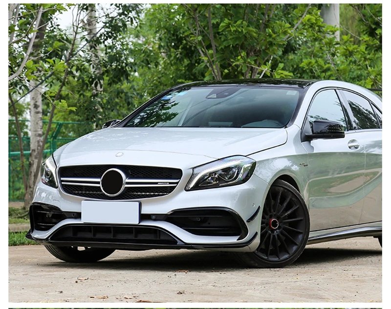 Для Benz W176 A200 A250 A45 AMG хэтчбек Спорт- глянцевый черный передний бампер спойлер для губ разветвители Canards вентиляционные отверстия 8 шт