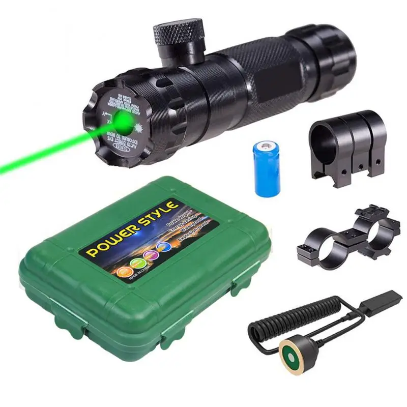 

Tactical Hunting Green Laser Dot Sight Adjustable Switch Laser Pointer Rifle Gun Scope Rail Barrel Pressure Switch Mount