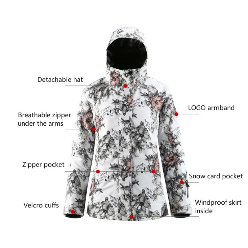 

Winter New Ladies Ski Suit Windproof Waterproof Warm Outdoor Climbing Veneer Double Snow Coat+Trousers 912