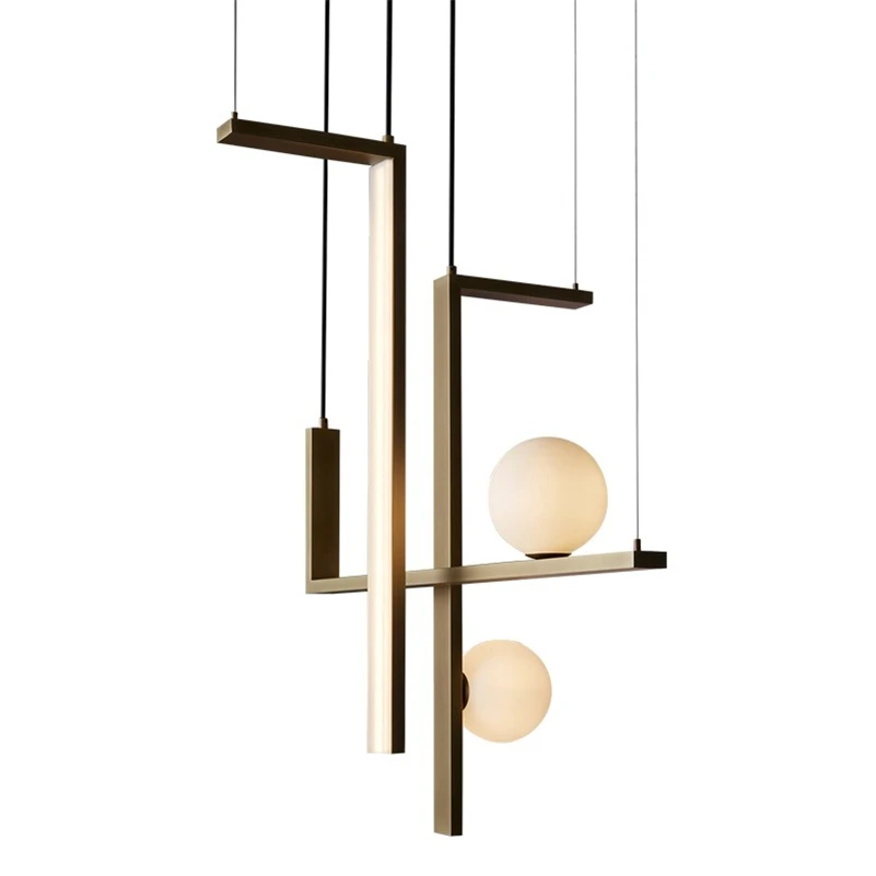 

Modern Simple Iron Hanglamp Copper Art Decor Pendant Lamps Hotel Hall Living Room Bedroom Bedside Bar Led Galss Pendant Lights