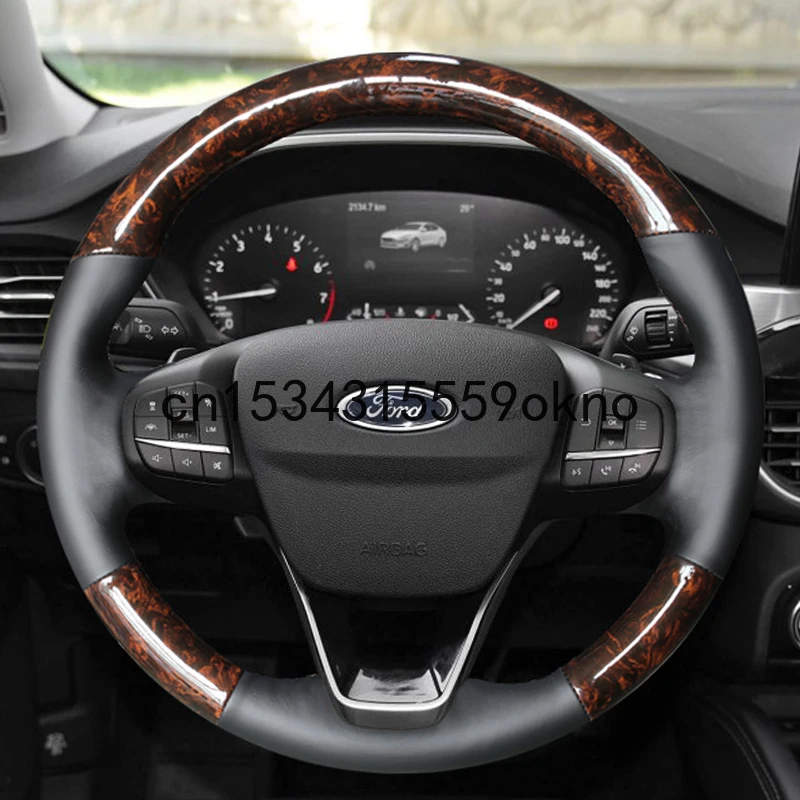

Аксессуары для интерьера из искусственной персиковой кожи для Ford Focus, Прошитые вручную, чехол рулевого колеса автомобиля