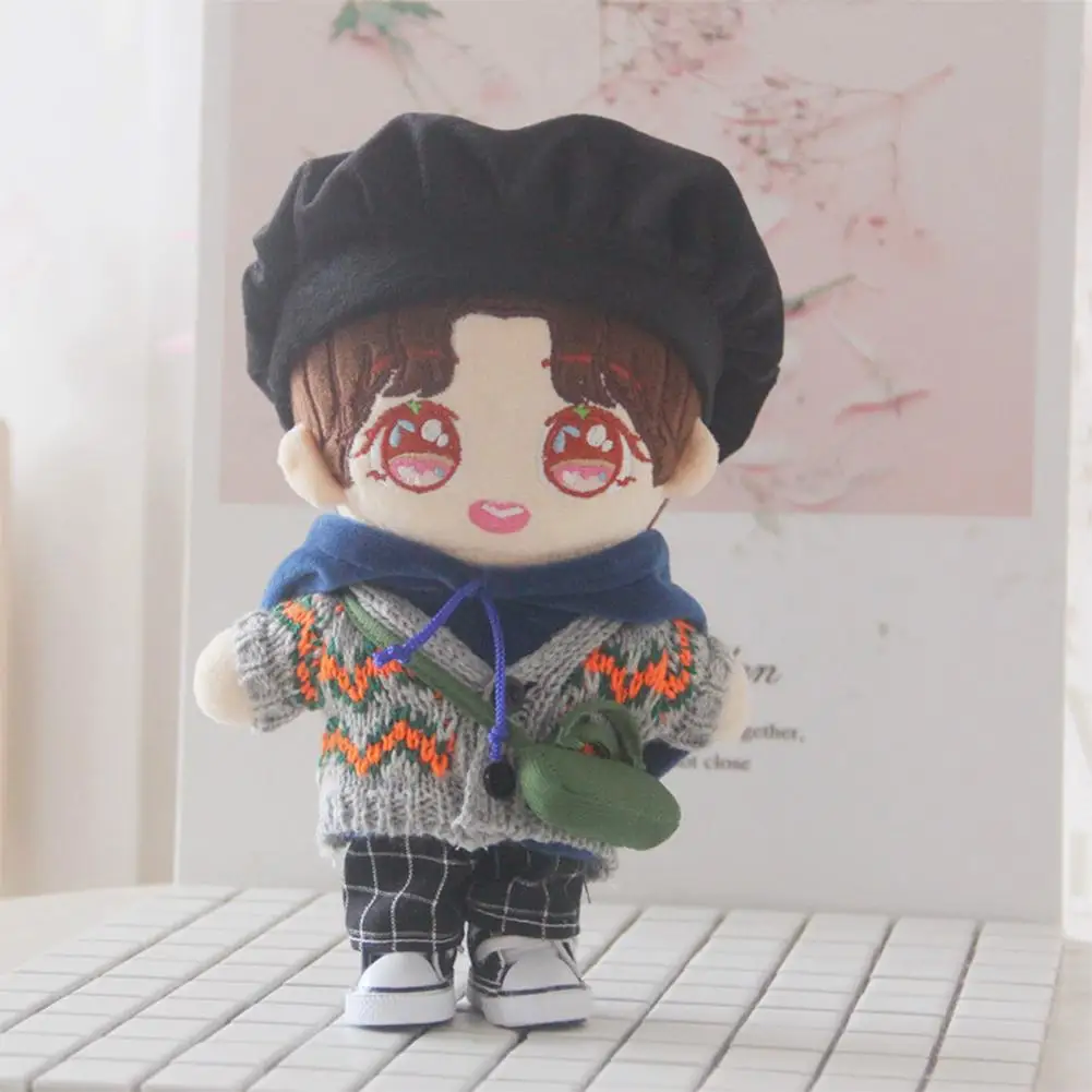 

1 Set Of Doll Clothes Beret+ Hoodie+ Cardigan+ Pants+ Messenger Bag For 20 Cm Doll Accessories