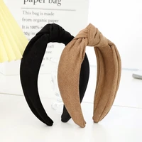 new solid warm woolen cloth knot headband simple wide cross bow hairband comfy for daily wearing vintage hair hoop women bezel