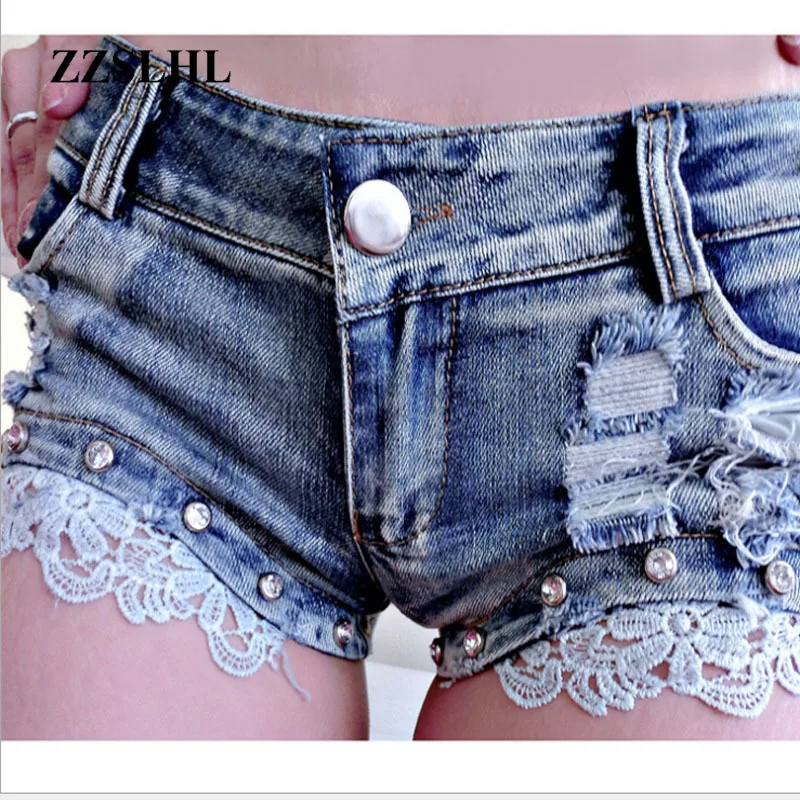 

1pcs Womens Sexy Lace jeans denim shorts 2020 Summer Fashion cotton Lace shorts Ladies Skinny low waist short pants jeans Girls