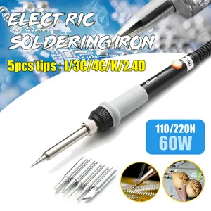 Электрический паяльник с регулируемой температурой DANIU MT223 60 Вт с 5 наконечниками для припоя штепсельная вилка США 110 Вштепсельная вилка ЕС 220 В