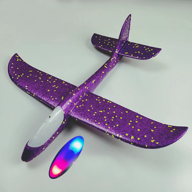 48cm Lamp Purple Сделай Сам ручной бросок Летающий планер самолеты светящиеся темные игрушки для детей пена модель аэроплана наполнители планер самолет игрушки игра - Цвет: 48cm Lamp Purple
