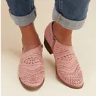 Туфли женские однотонные с острым носком, плоская подошва, дышащие, перфорированные, в римском стиле, розовые