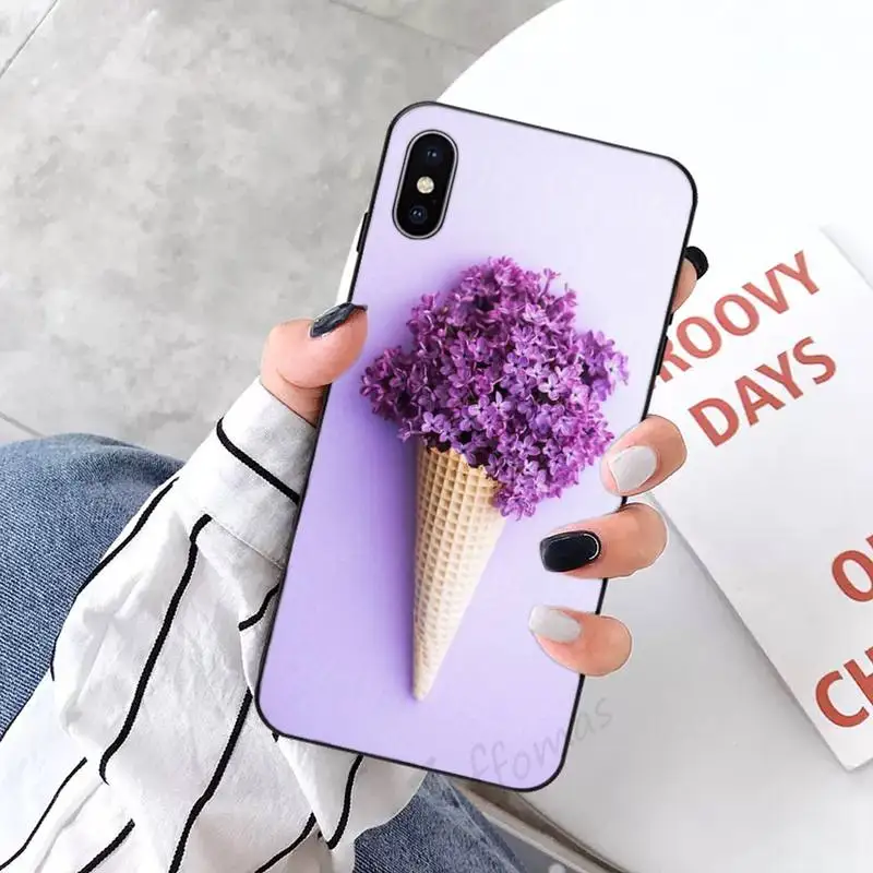 

Simple lavender Purple flowers Phone Case for iPhone 11 12 pro XS MAX 8 7 6 6S Plus X 5S SE 2020 XR high quality Anti-fall capa