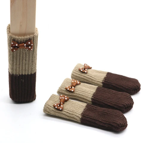 4 шт. вязаные шерстяные носки чехлы на ножки стула Нескользящие мебельные