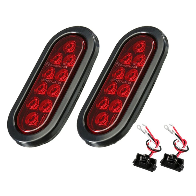 

4Pcs/Set 10LED Car Trailer Tail Light Van Vehicle Tail Lamp 6inch Red LED Oval Stop Turn Tail Lights for Truck Van Lorry Lamp