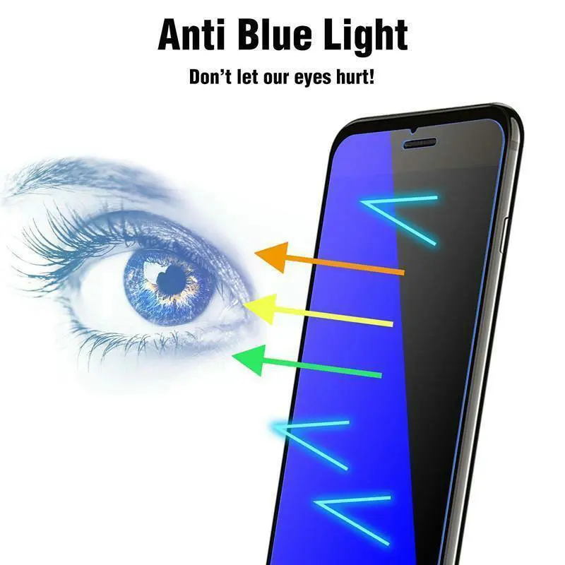 Anti Blue Light 10D Full Covered Tempered Glass Silk Screen Protector For iPhone 13 12 Pro Max 11 XR XS X 8 7 6s Plus 100pcs