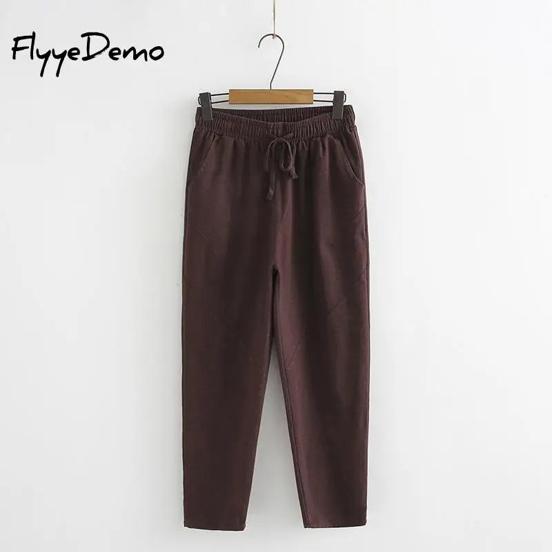 5 Цвета женские брюки для девочек новые хлопковые льняные осенние штаны детей