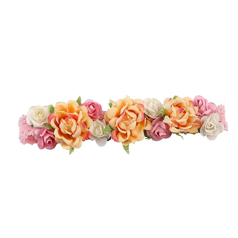 BalleenShiny Children's Headband Baby Girls Crown Flower Wreath Hairband Kids Bridal Cute Floral Hair Accessories Fashion Tiara images - 6