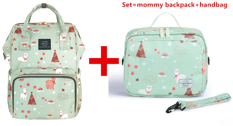 MPB01-19 set MPB94 Land Пеленки сумки мягкие рюкзаки для ребенка слон животных печати милые кормящих сумки коляска сумка комплект MPB01 - Цвет: MPB01-19 set MPB94