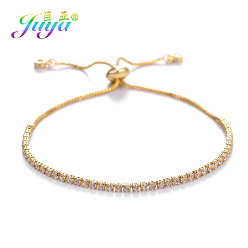 Женские теннисные браслеты Juya Ali Moda с радужными австрийскими кристаллами Золотые