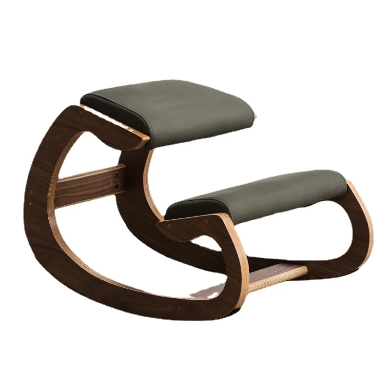 

Wood Nordic Casual Rocking Chair Light Luxury Home Balcony Computer Chair Kneeling Chair Correction Sitting Posture Leisure Chai