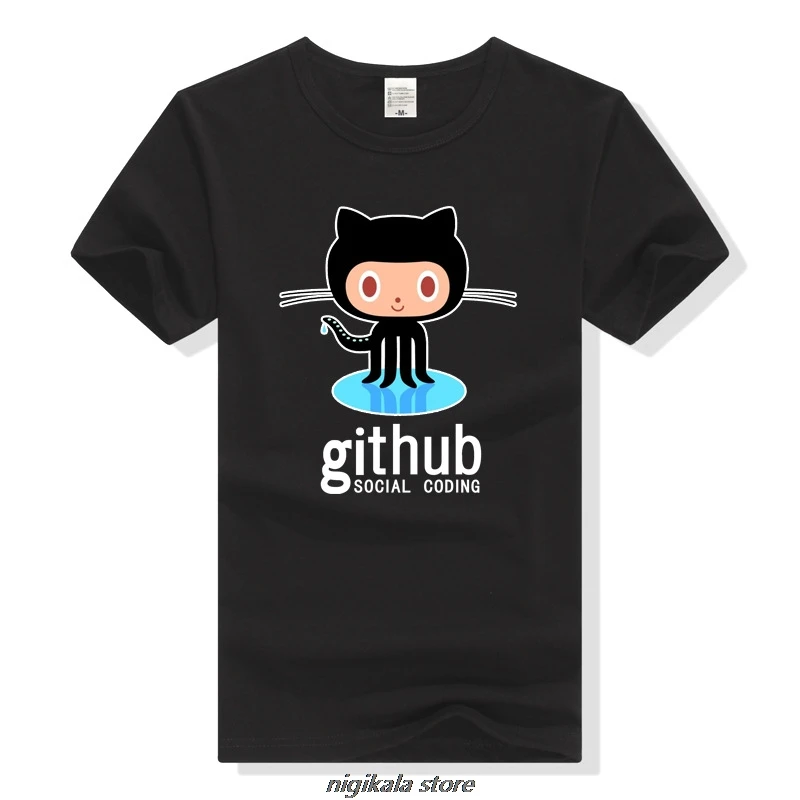 Black TEEWINING Github футболка для мужчин и женщин футболка с коротким рукавом Уличная одежда - Цвет: Black