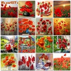 Алмазная живопись RUOPOTY, цветы, вышивка крестиком, алмазная вышивка, картина для мака, искусство, хобби, домашний декор