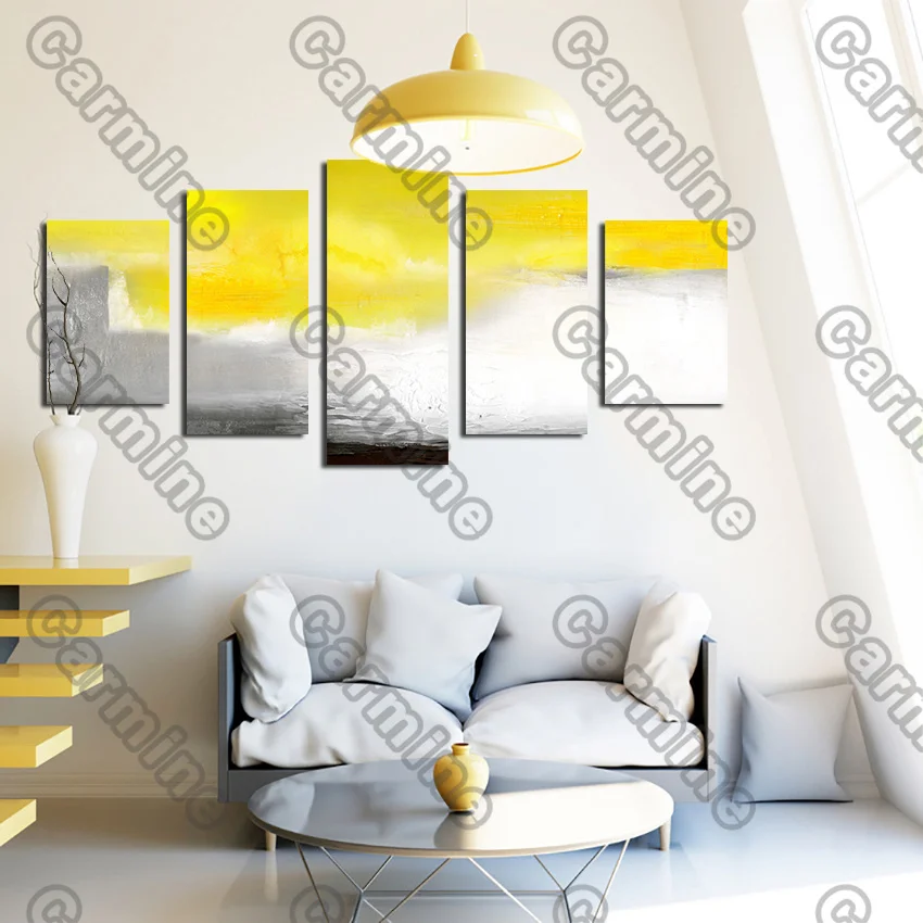 

Poster Silver White Yellow Abstract Canvas Painting 5Pcs Posters Painting Wall Art Decoration for Living Room and Bedroom