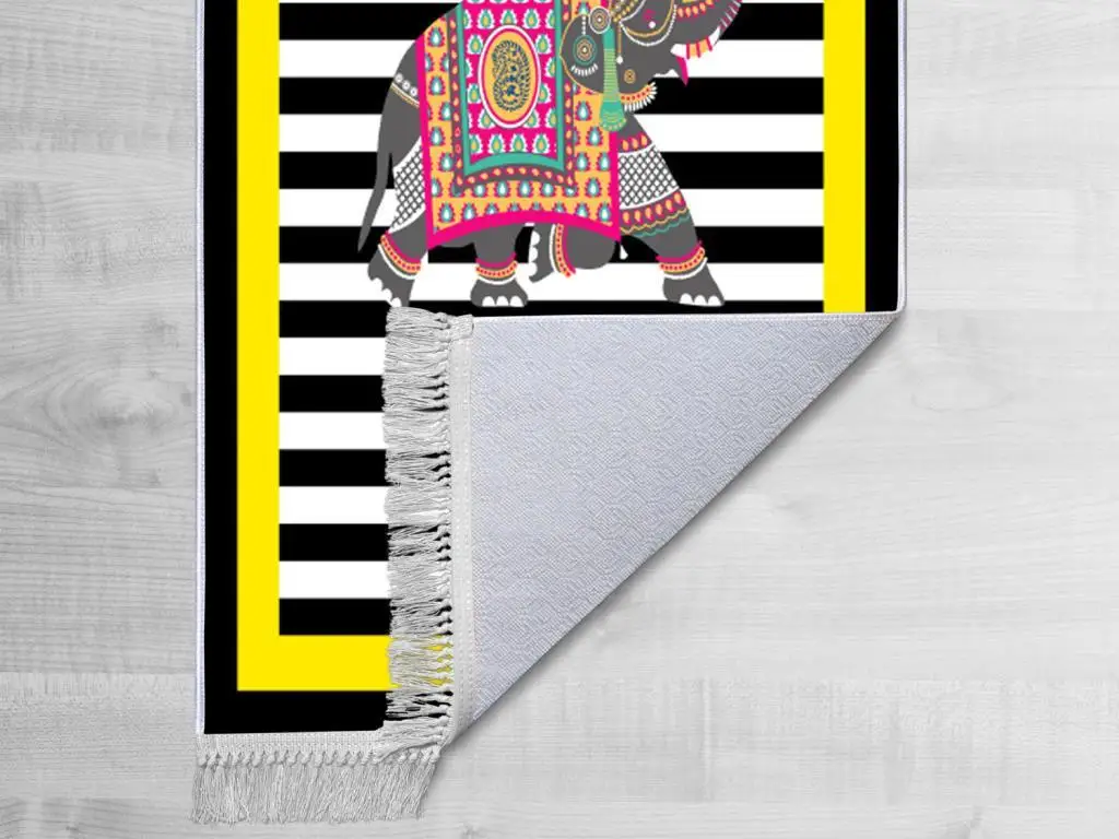 

Slip-resistant Outsole Digital Print Velvet Carpet Elephant Yellow 150x220 Cm