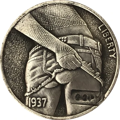 Hobo Nickel 1937 D копия монеты из флуоресцентного никеля с 3 ногами тип 59|Безвалютные