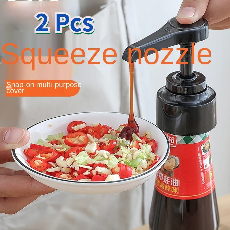 

2 Pcs Kitchen Multi-purpose Ketchup Oyster Sauce Bottle Pressure Mouth Small Tool Sauce Press Pump Plastic Extrusion Nozzle