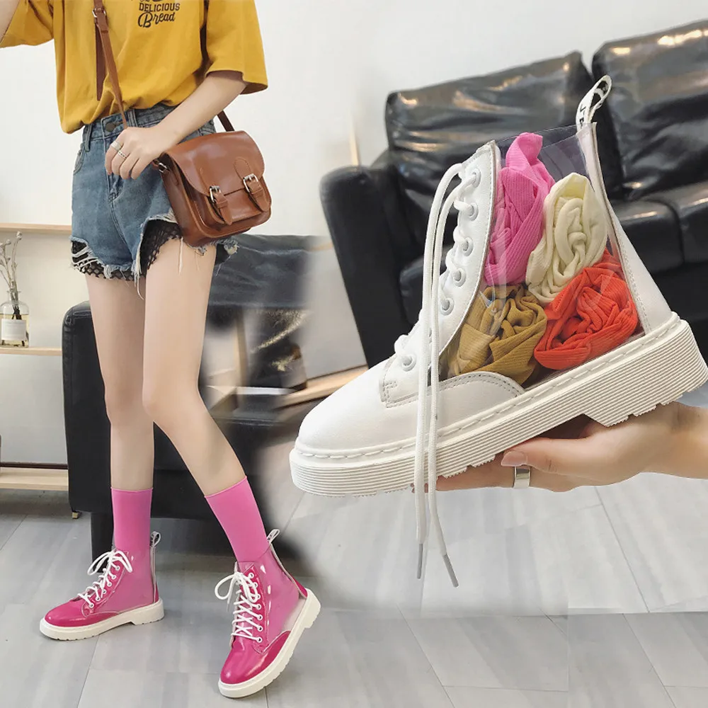 Женские непромокаемые ботильоны на платформе мотоциклетные женская обувь