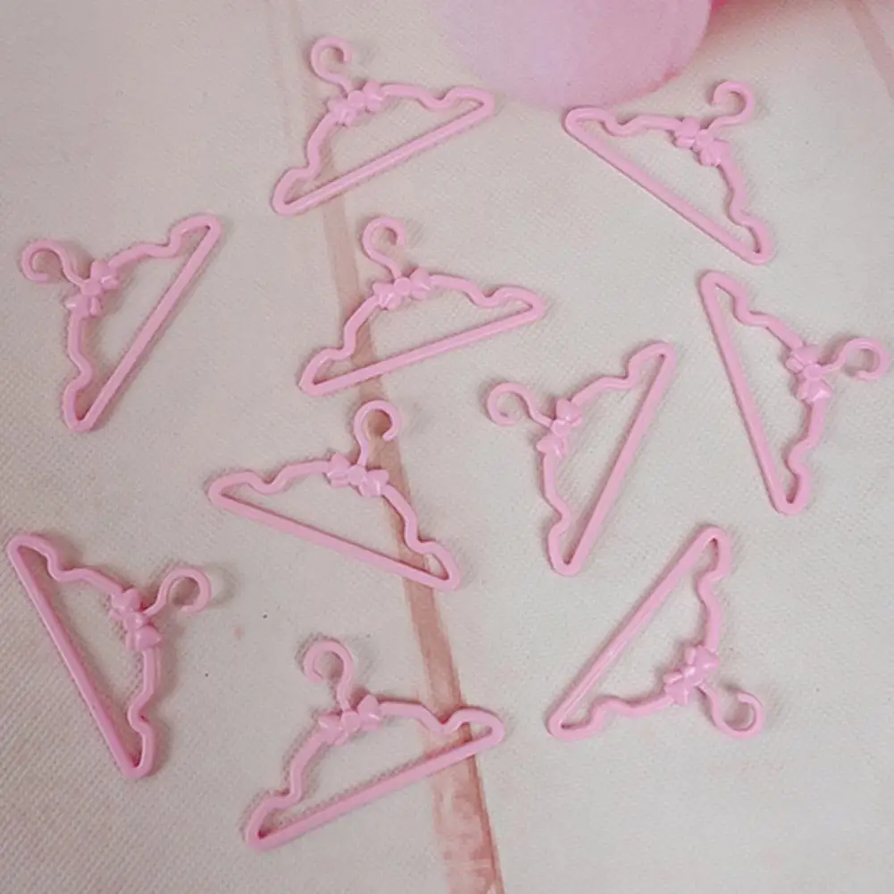 

20 Pcs Dollhouse Hangers Reusable Multifunctional Plastic Pink Miniature Clothes Rack for Doll