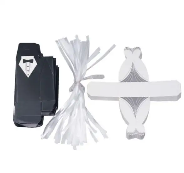 100PCS/Set Wedding Favor Candy Box Bride &amp Groom Dress Tuxedo Party w/ Ribbon boite dragees de mariage | Дом и сад