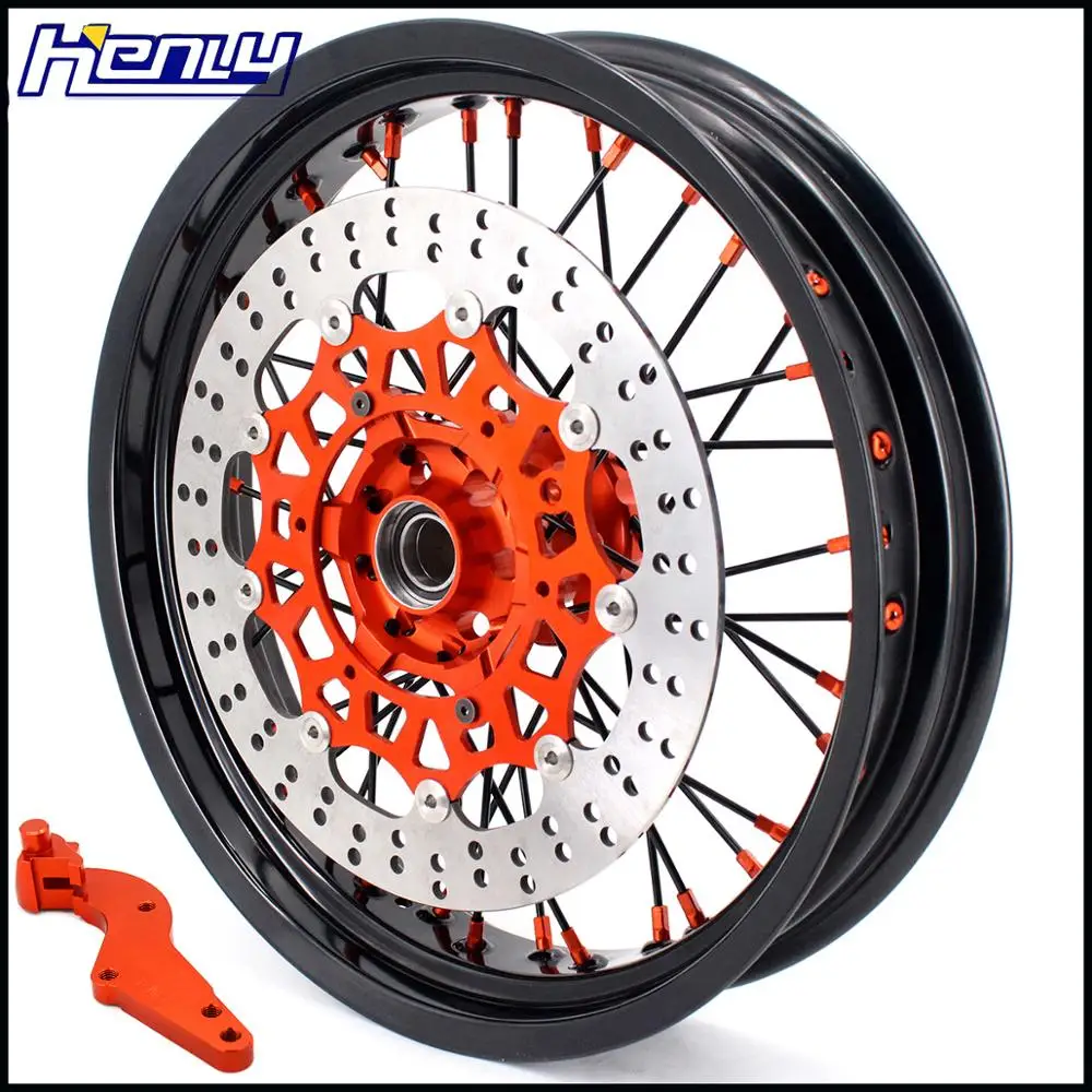 3,5/5,0 супермото спицевые колеса комплект для KTM SX EXC EXC-E EXC-F SX SX-F XC-W 125 150 200 250 300 350 400 525 2003- черный луч
