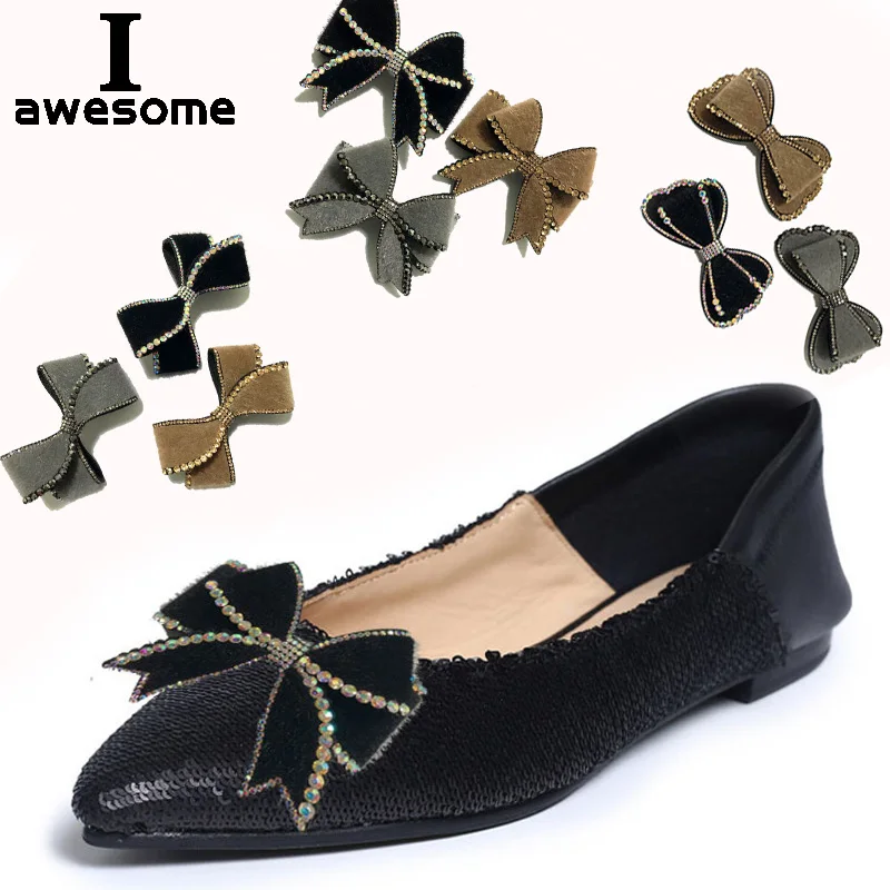 

Suede Bow Rhinestone Bridal Wedding Party Shoes Accessories High Heels sandals Boots DIY Manual Shoe Decorations Shoe's flower