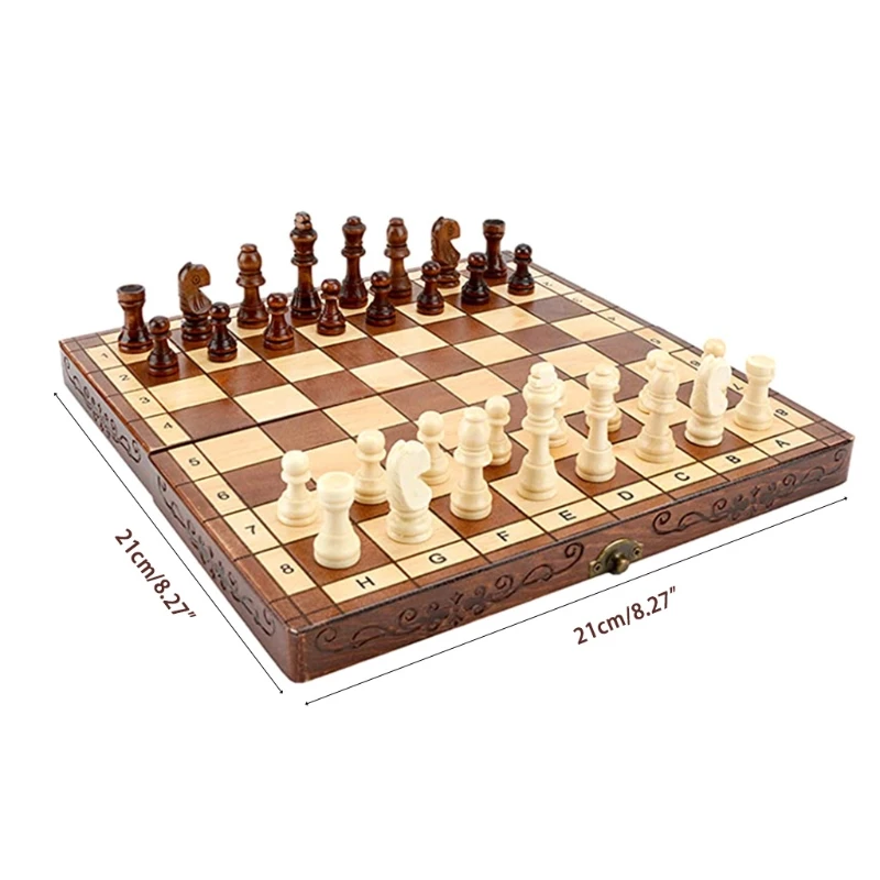 

35cm/30cm Wooden Foldable Chess for intelligence Developing Brain Game Board Interactive Classic Chess Board Portable Ch D0JC