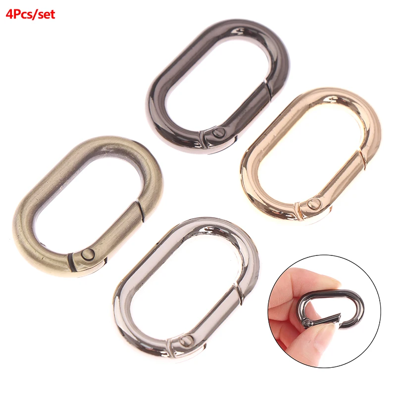 

4pcs Zinc Alloy Handbag Buckle Plated Gate Spring Oval Ring Buckles Clips Carabiner Purses Snap Hooks Carabiners Bag Accessories