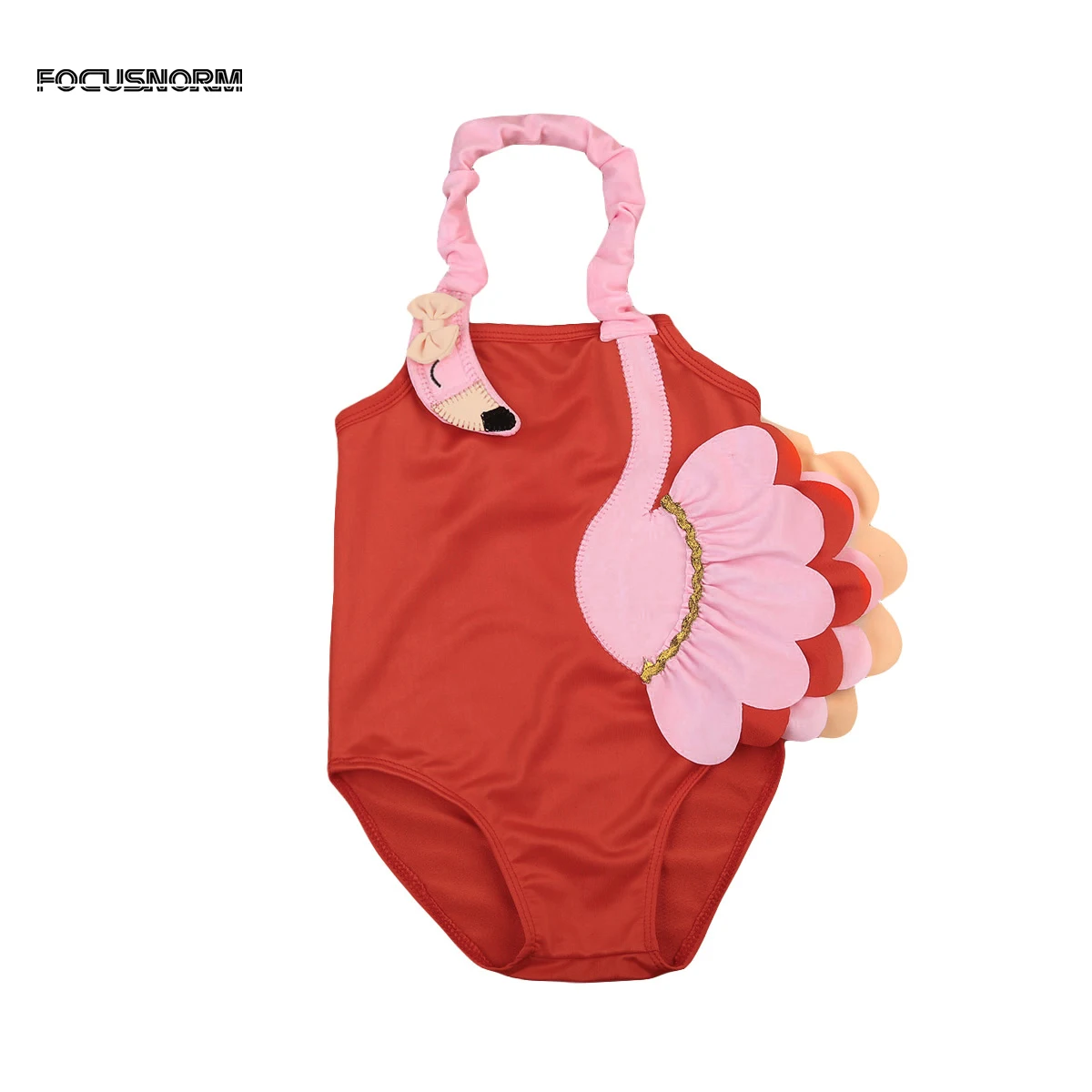 Модные новые милые купальники для новорожденных девочек с 3D фламинго и рюшами