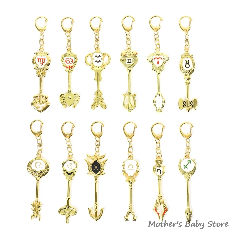 

1 Pc Cartoon Anime Fairy Tail Zodiac Star Summons Key Twelve Constellation Keychain Cosplay Gift Lion Aquarius Virgo