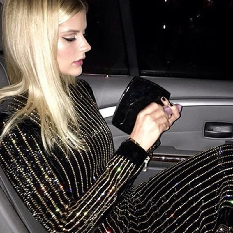 luxury Baroque Runway Women rhinestone crystal beads evening prom party straight pencil slim formal bandage sexy dress | Женская одежда